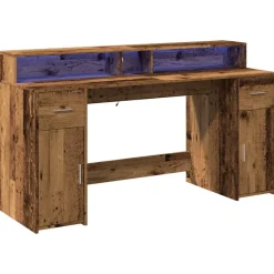 VIDAXL - Bureau avec lumières led vieux bois bois d'ingénierie
