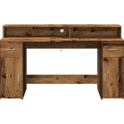 VIDAXL - Bureau avec lumières led vieux bois bois d'ingénierie