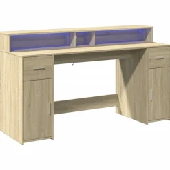 VIDAXL - Bureau avec lumières led chêne sonoma bois d'ingénierie