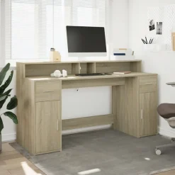 VIDAXL - Bureau avec lumières led chêne sonoma bois d'ingénierie