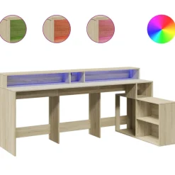 VIDAXL - Bureau avec lumières led chêne sonoma bois d'ingénierie