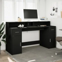 VIDAXL - Bureau avec lumières led noir 160x55x91 cm bois d'ingénierie