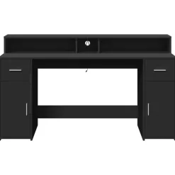 VIDAXL - Bureau avec lumières led noir 160x55x91 cm bois d'ingénierie