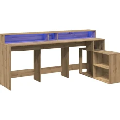 VIDAXL - Bureau avec lumières led chêne artisanal bois d'ingénierie