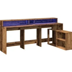 VIDAXL - Bureau avec lumières led vieux bois bois d'ingénierie