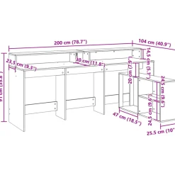 VIDAXL - Bureau avec lumières led vieux bois bois d'ingénierie