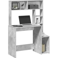 VIDAXL - Bureau avec étagères gris béton 100x45x140 cm bois d'ingénierie