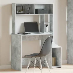 VIDAXL - Bureau avec étagères gris béton 100x45x140 cm bois d'ingénierie