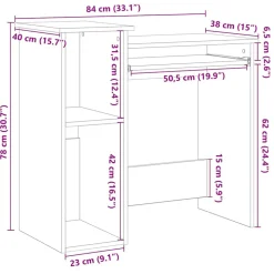 VIDAXL - Bureau avec étagères chêne artisanal bois d'ingénierie