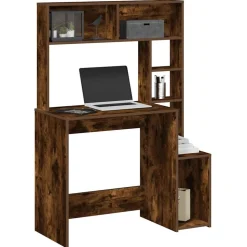 VIDAXL - Bureau avec étagères chêne fumé 100x45x140 cm bois d'ingénierie
