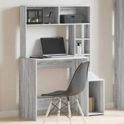 VIDAXL - Bureau avec étagères sonoma gris 100x45x140cm bois d'ingénierie