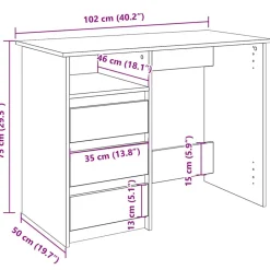 VIDAXL - Bureau blanc 102x50x75 cm bois d'ingénierie