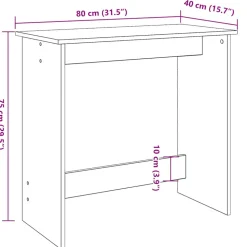 VIDAXL - Bureau chêne artisanal 80x40x75 cm bois d'ingénierie