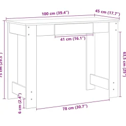 VIDAXL - Bureau chêne artisanal 100x45x75 cm bois d'ingénierie