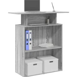 VIDAXL - Bureau de réception sonoma gris 100x40x104 cm bois ingénierie