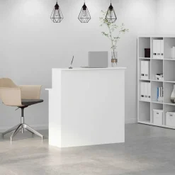 VIDAXL - Bureau de réception blanc 100x50x103,5 cm bois d'ingénierie
