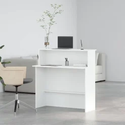 VIDAXL - Bureau de réception blanc 100x50x103,5 cm bois d'ingénierie
