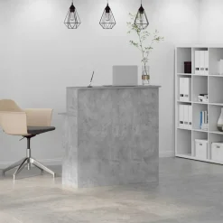 VIDAXL - Bureau de réception gris béton 100x50x103,5cm bois d'ingénierie