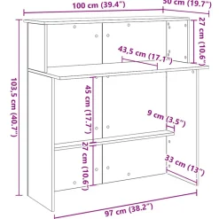 VIDAXL - Bureau de réception sonoma gris 100x50x103,5 cm bois ingénierie