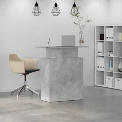 VIDAXL - Bureau de réception gris béton 100x40x104 bois d'ingénierie
