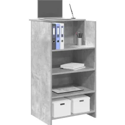 VIDAXL - Bureau de réception gris béton 55x50x103,5 cm bois d'ingénierie