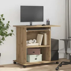 VIDAXL - Bureau d'ordinateur chêne artisanal 80x50x75 cm bois ingénierie