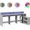 VIDAXL - Bureau et lumières led gris béton 200x104x91cm bois ingénierie