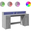 VIDAXL - Bureau et lumières led sonoma gris 160x55x91 cm bois ingénierie
