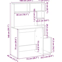 VIDAXL - Bureau et étagères chêne marron 100x45x140 cm bois d'ingénierie