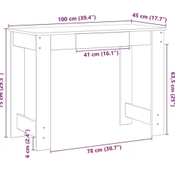 VIDAXL - Bureau gris béton 100x45x75 cm bois d'ingénierie