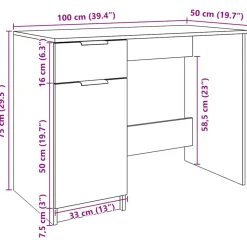 VIDAXL - Bureau vieux bois 100x50x75 cm bois d'ingénierie