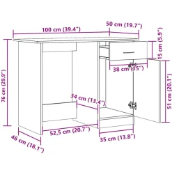 VIDAXL - Bureau vieux bois 100x50x76 cm bois d'ingénierie