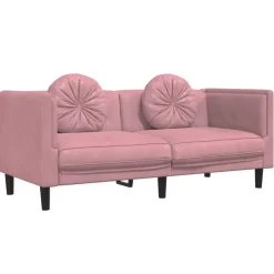 VIDAXL - Canapé avec coussins 2 places rose velours
