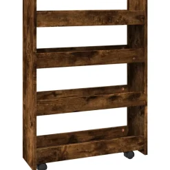 VIDAXL - Chariot de rangement étroit 4 niveaux chêne fumé