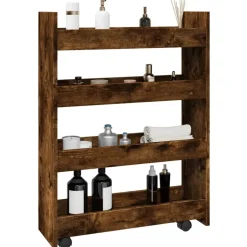 VIDAXL - Chariot de rangement étroit 4 niveaux chêne fumé