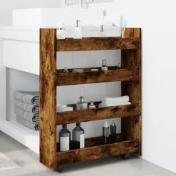 VIDAXL - Chariot de rangement étroit 4 niveaux chêne fumé