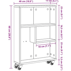 VIDAXL - Chariot de rangement étroit chêne sonoma bois d'ingénierie
