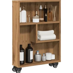 VIDAXL - Chariot de rangement étroit chêne artisanal bois d'ingénierie