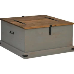 VIDAXL - Coffre de rangement halden gris 91x91x47 cm bois massif pin