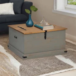 VIDAXL - Coffre de rangement halden gris 91x91x47 cm bois massif pin