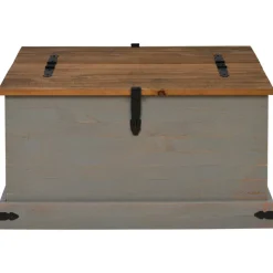 VIDAXL - Coffre de rangement halden gris 91x91x47 cm bois massif pin