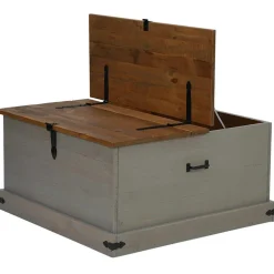 VIDAXL - Coffre de rangement halden gris 91x91x47 cm bois massif pin