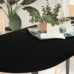 VIDAXL - Dessus de table marron foncé 140x60x4cm bois chêne massif ovale