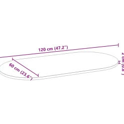 VIDAXL - Dessus de table 120x60x2 cm bois de chêne massif ovale