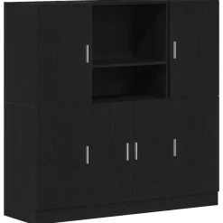VIDAXL - Ensemble d'armoires de cuisine 3 pcs noir bois d'ingénierie