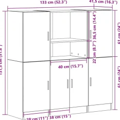 VIDAXL - Ensemble d'armoires de cuisine 3 pcs noir bois d'ingénierie