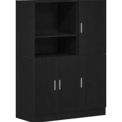 VIDAXL - Ensemble d'armoires de cuisine 2 pcs noir bois d'ingénierie