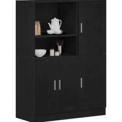 VIDAXL - Ensemble d'armoires de cuisine 2 pcs noir bois d'ingénierie