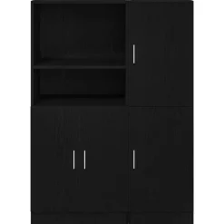 VIDAXL - Ensemble d'armoires de cuisine 2 pcs noir bois d'ingénierie