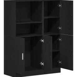 VIDAXL - Ensemble d'armoires de cuisine 2 pcs noir bois d'ingénierie